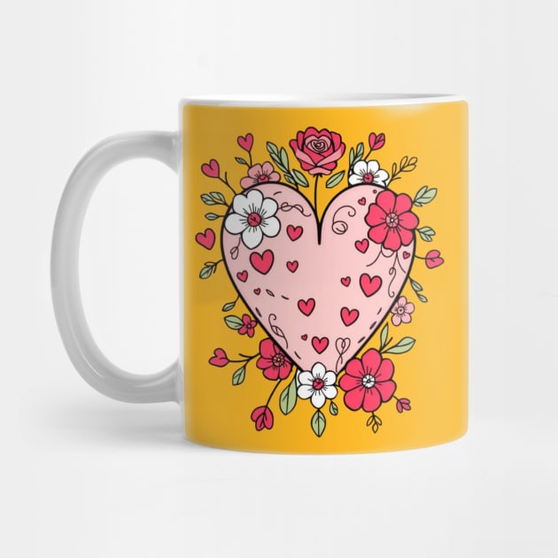 Floral Heart For Valentines Day by Creatifly Graphic Tees